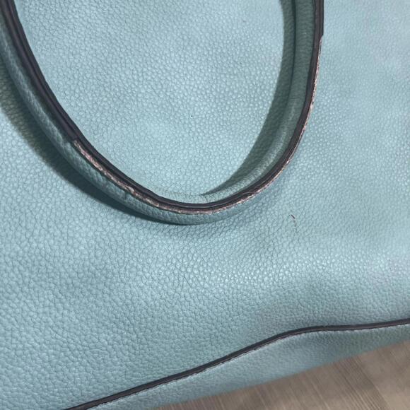 Dasein Womens Blue Fashion Studded Large Faux Leather Satchel Crossbody Handbag - Picture 6 of 15